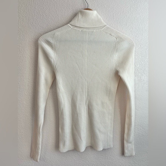 Everlane The Italian Merino Rib Turtleneck White Sweater Wool Blend Small - Picture 5 of 10